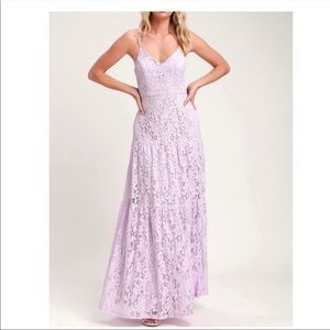 Lulus lavender lace floor length dress